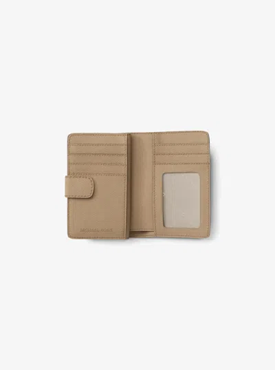 Michael Kors Outlet Medium Crossgrain Leather Wallet In Sand