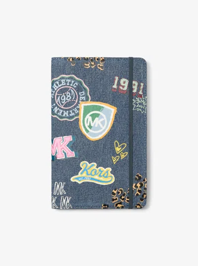 Michael Kors Outlet Medium Embellished Denim Notebook In Blue