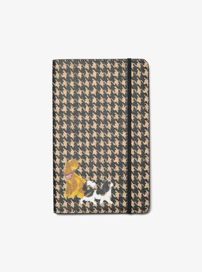 Michael Kors Outlet Medium Embellished Houndstooth Print Notebook In Brown