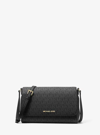 Michael Kors Outlet Medium Logo Convertible Crossbody Bag In Black