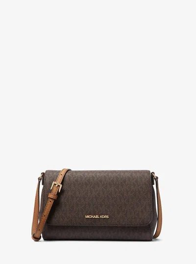 Michael Kors Outlet Medium Logo Convertible Crossbody Bag In Brown