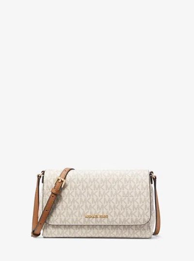 Michael Kors Outlet Medium Logo Convertible Crossbody Bag In White