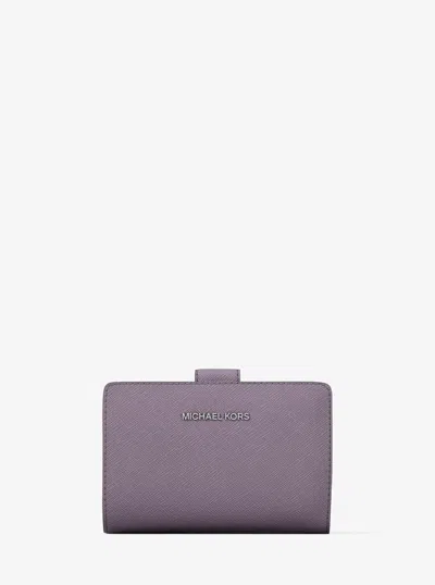 Michael Kors Outlet Medium Saffiano Leather Wallet In Purple