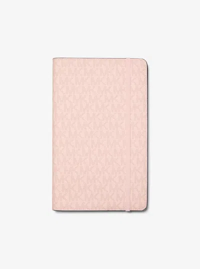 Michael Kors Outlet Medium Signature Logo Notebook In Pink