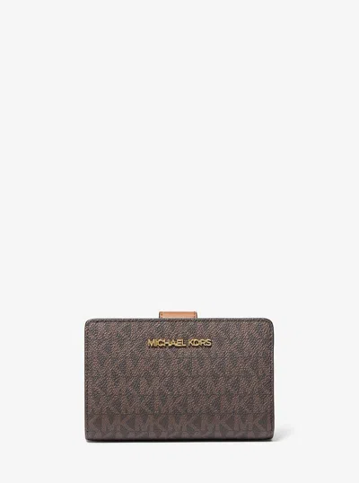 Michael Kors Outlet Medium Signature Logo Wallet In Gray