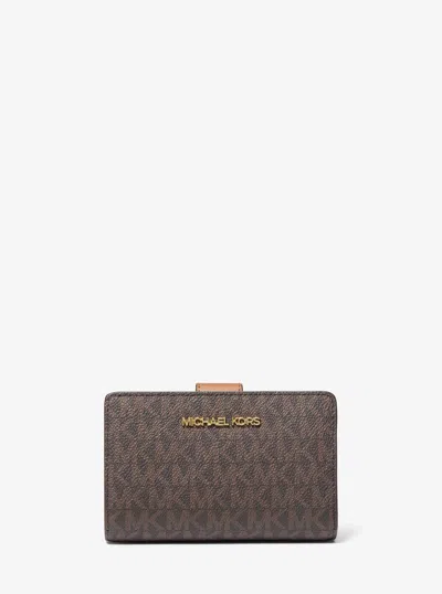 Michael Kors Outlet Medium Signature Logo Wallet In Brown