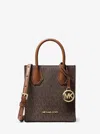 Michael Kors Outlet Mercer Extra-small Logo And Leather Crossbody Bag In Brown