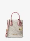 Michael Kors Outlet Mercer Extra-small Logo And Leather Crossbody Bag In Pink