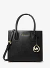 Michael Kors Outlet Mercer Medium Pebbled Leather Crossbody Bag In Black