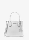 Michael Kors Outlet Mercer Medium Pebbled Leather Crossbody Bag In White