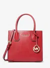 Michael Kors Outlet Mercer Medium Pebbled Leather Crossbody Bag In Red