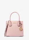 Michael Kors Outlet Mercer Medium Two-tone Pebbled Leather Crossbody Bag In Pink