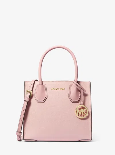 Michael Kors Outlet Mercer Medium Two-tone Pebbled Leather Crossbody Bag In Pink