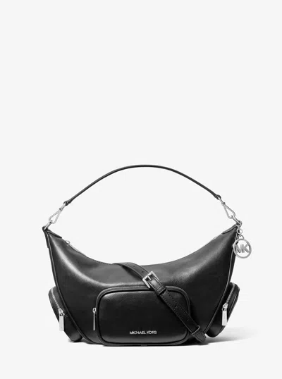Michael Kors Outlet Merritt Medium Burnished Convertible Shoulder Bag In Black