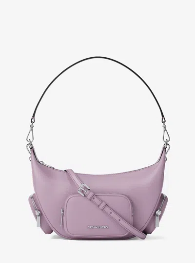 Michael Kors Outlet Merritt Medium Pebbled Leather Convertible Shoulder Bag In Purple
