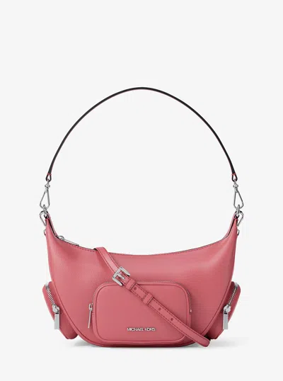 Michael Kors Outlet Merritt Medium Pebbled Leather Convertible Shoulder Bag In Pink