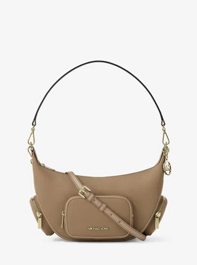 Michael Kors Outlet Merritt Medium Suede Convertible Shoulder Bag In Brown