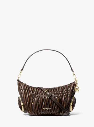 Michael Kors Outlet Merritt Small Matelassé Burnished Convertible Shoulder Bag In Gold