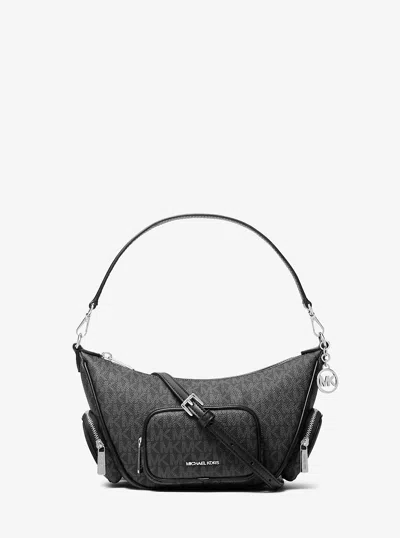 Michael Kors Outlet Merritt Small Signature Logo Convertible Crossbody Bag In Black