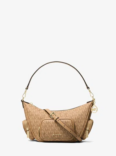 Michael Kors Outlet Merritt Small Signature Logo Convertible Shoulder Bag In Nude