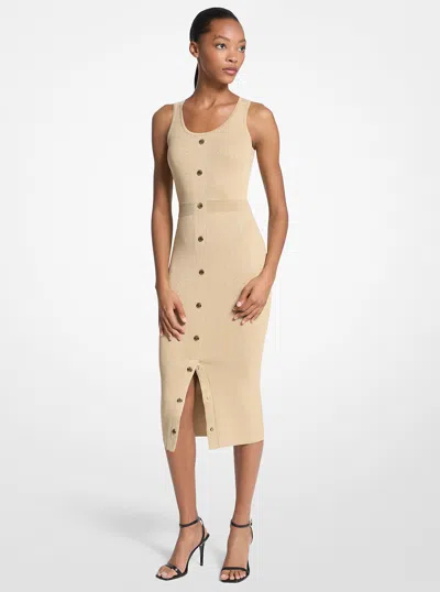 Michael Kors Outlet Metallic Knit Midi Tank Dress In Brown