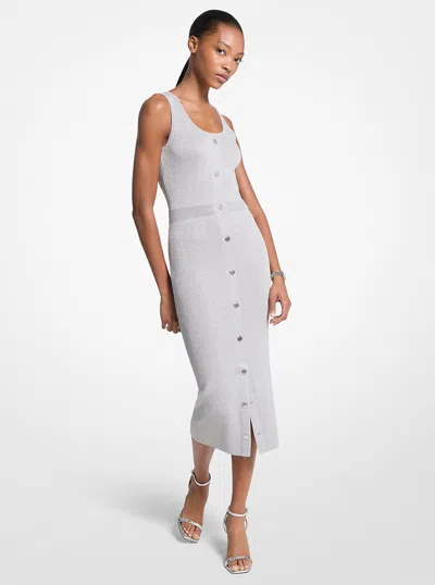 Michael Kors Outlet Metallic Knit Midi Tank Dress In Gray