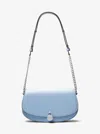 Michael Kors Outlet Mila Medium Leather Messenger Bag In Blue