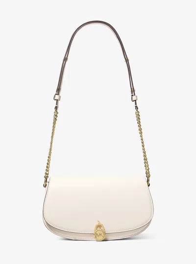 Michael Kors Outlet Mila Medium Leather Messenger Bag In White