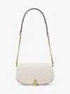 Michael Kors Outlet Mila Medium Signature Logo Messenger Bag In White