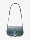 Michael Kors Outlet Mila Medium Snake Embossed Messenger Bag In Blue