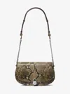 Michael Kors Outlet Mila Medium Snake Embossed Messenger Bag In Brown