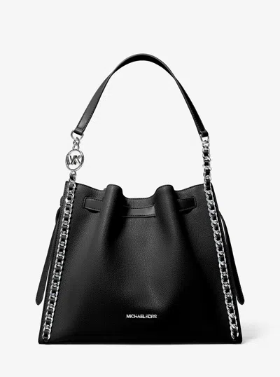 Michael Kors Outlet Mina Large Chain Shoulder Bag In Black