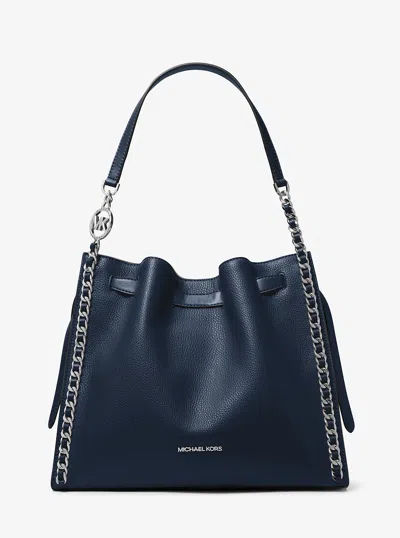 Michael Kors Outlet Mina Large Chain Shoulder Bag In Blue