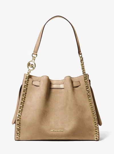 Michael Kors Outlet Mina Large Chain Shoulder Bag In Brown