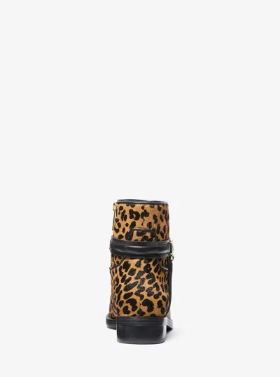 Michael Kors Outlet Mindy Leopard Print Calf Hair Boot In Black