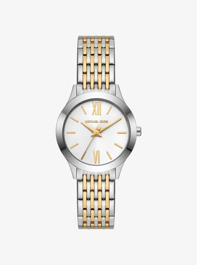 Michael Kors Outlet Mini Aspyn Two-tone Watch In Silver