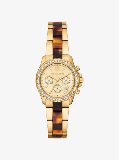 Michael Kors Outlet Mini Everest Pavé Gold-tone And Tortoiseshell Acetate Watch