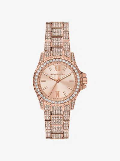 Michael Kors Outlet Mini Everest Pavé Rose Gold-tone Watch In Gray