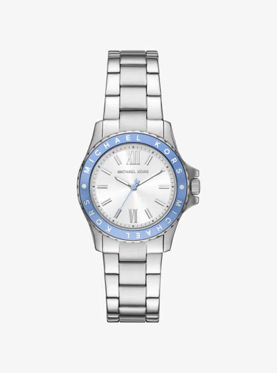 Michael Kors Outlet Mini Everest Silver-tone Watch In Blue