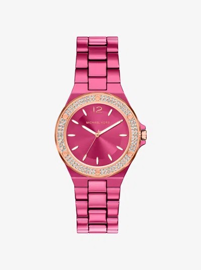 Michael Kors Outlet Mini Lennox Pavé Pink-tone Watch In Rose Gold