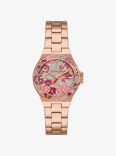 Michael Kors Outlet Mini Lennox Pavé Rose Gold-tone Watch