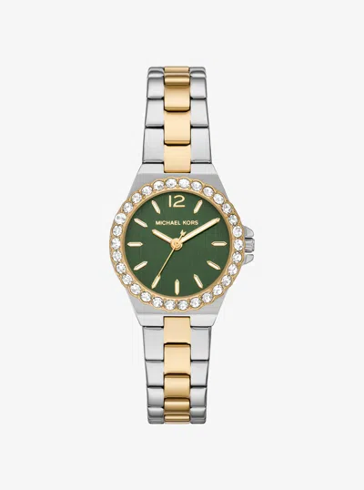 Michael Kors Outlet Mini Lennox Pavé Two-tone Watch In Silver