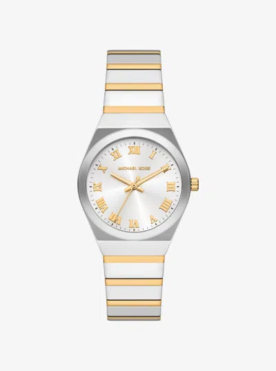 Michael Kors Outlet Mini Lennox Two-tone Watch In Silver