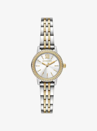 Michael Kors Outlet Mini Melissa Pavé Two-tone Watch In Metallic