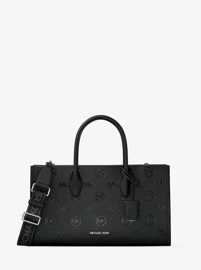 Michael Kors Outlet Mirella Medium Logo Debossed Satchel In Black