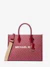 Michael Kors Outlet Mirella Medium Metallic Signature Logo Tote Bag In Multi