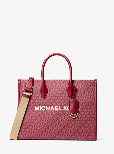 Michael Kors Outlet Mirella Medium Metallic Signature Logo Tote Bag In Multi