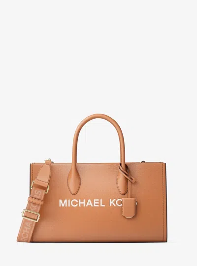 Michael Kors Outlet Mirella Medium Pebbled Leather Satchel In Red