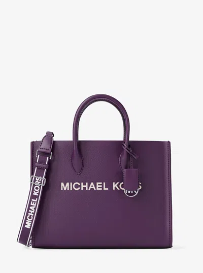 Michael Kors Outlet Mirella Medium Pebbled Leather Tote Bag In Purple