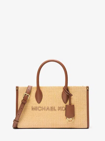 Michael Kors Outlet Mirella Medium Woven Satchel In Brown